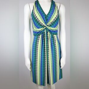 Laundry NWT by Shelli Segal sleeveless knot front dress blue Green Size 6
